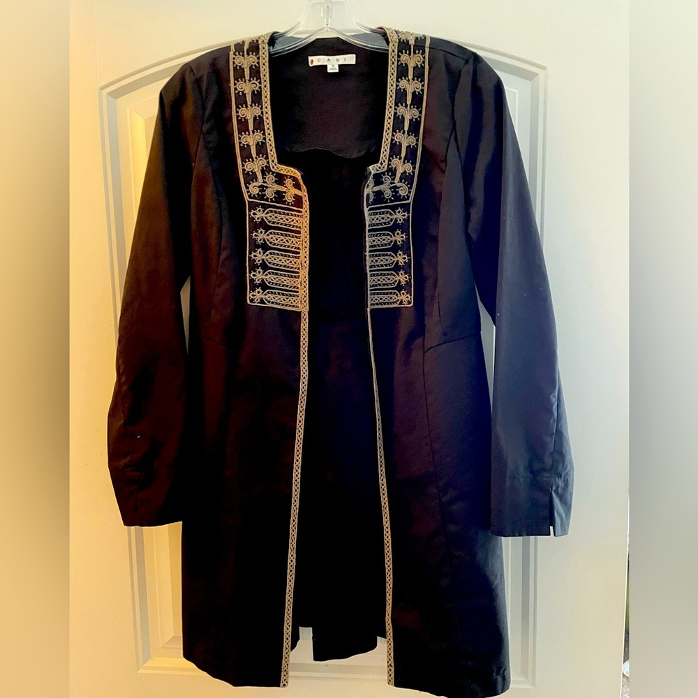 CAbi Blazer Women's Sz 4 Turkish Delight A-Line Mid Length Hook & Eye Black